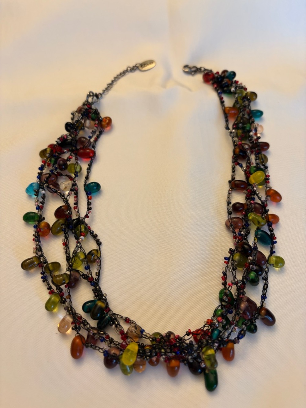 ZAD Multicolor Bead Layered Necklace with Dark Chain